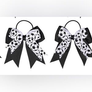 Soccer Print Black and White Hair Bow sold in pairs brand new
